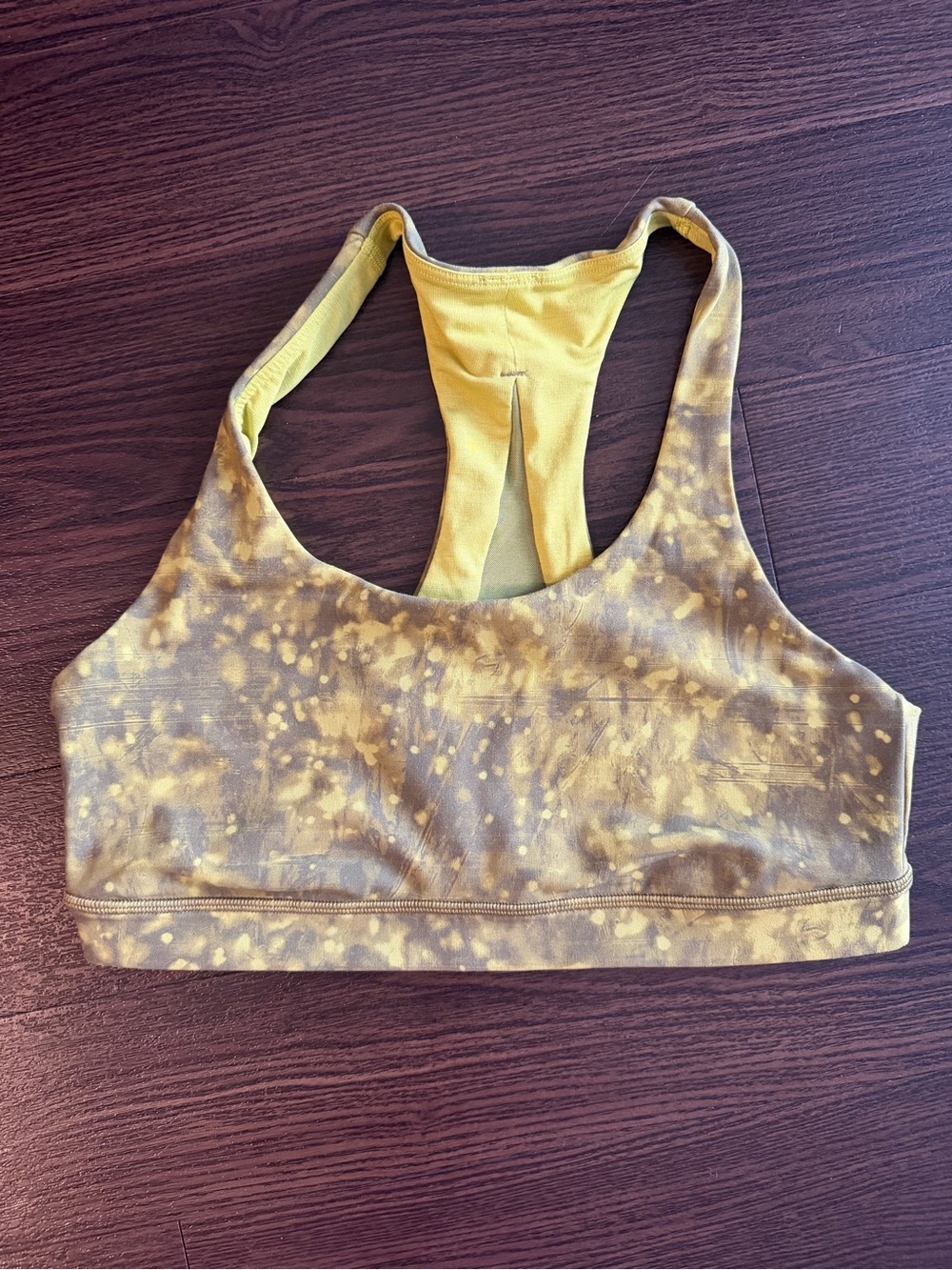 lululemon athletica Seawheeze Yellow Tie-Dye Racerback Sports Bra size 8
